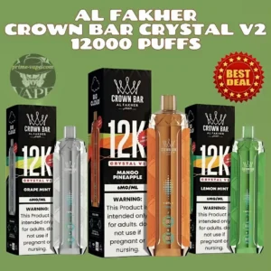 AL Fakher Crown Bar Crystal V2 12000 Puffs Disposable Vape | Dubai UAE